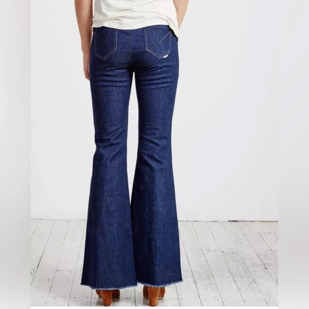 Some Days Lovin Orion High Waist Flare Jeans Fringed Dark Wash Tie Belt